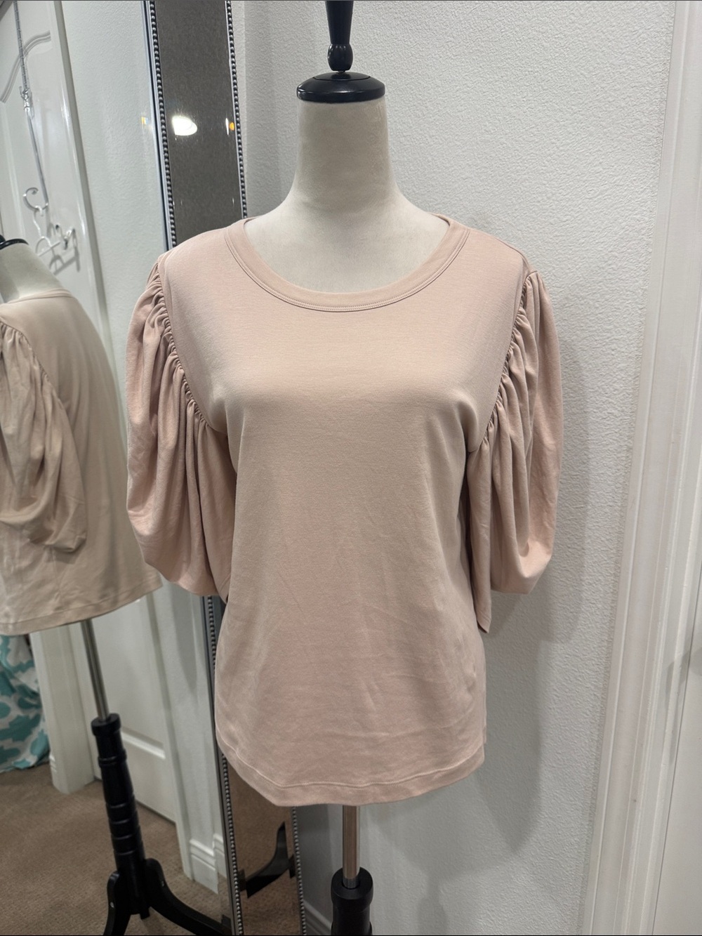 Rebecca Taylor Blush Puff Sleeve Short Sleeve Tee